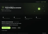 Curator App overview with demonstration project knowledge and memory review actions.